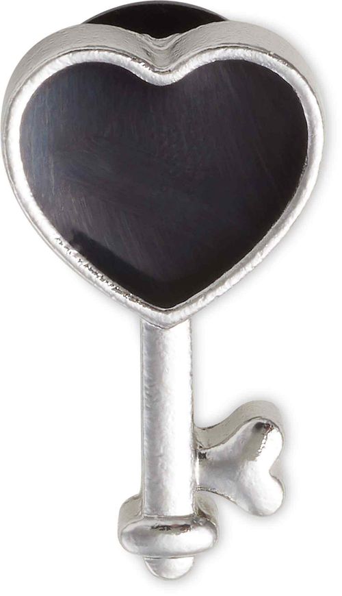 Jibbitz™ Silver and Black Heart Key